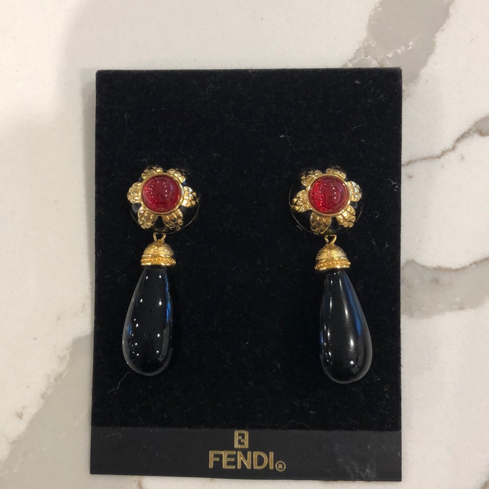 Fendi vintage costume earrings clip on